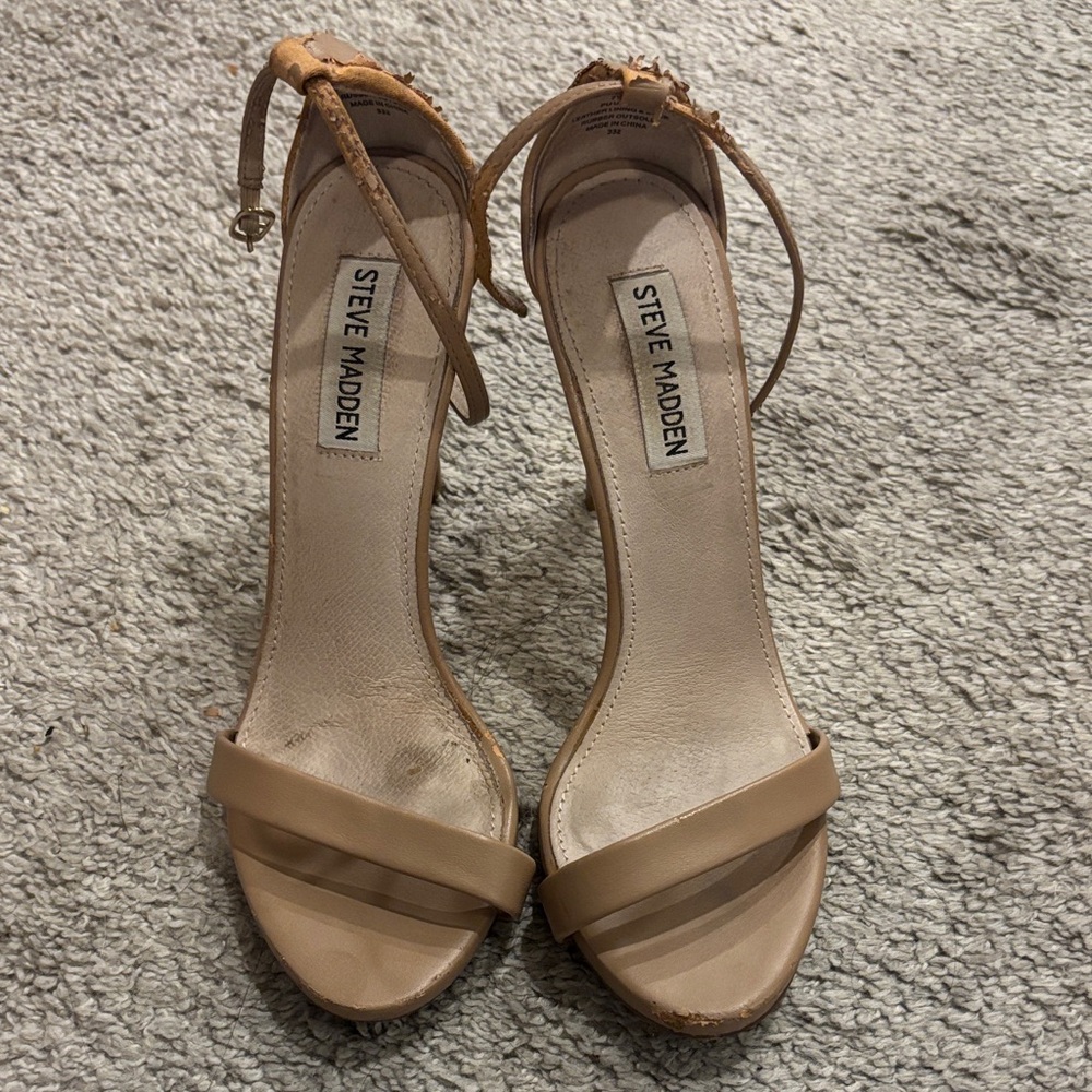 Steve Madden Beige Ankle Strap Heels
